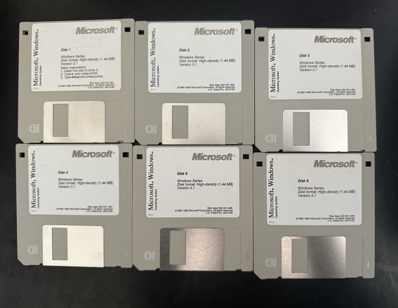 Microsoft Windows 3.1 (1992–1993) Complete 6-Disk Set | Vintage 3.5” Floppies