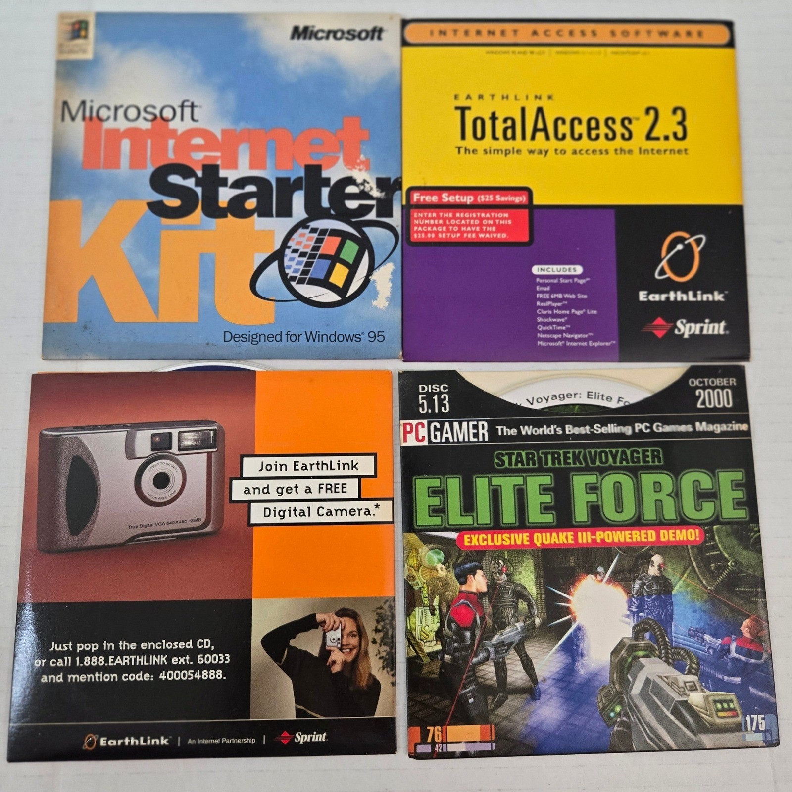 Vintage PC Gamer Disc Star Trek Elite Force Microsoft Earthlink Lot (4)