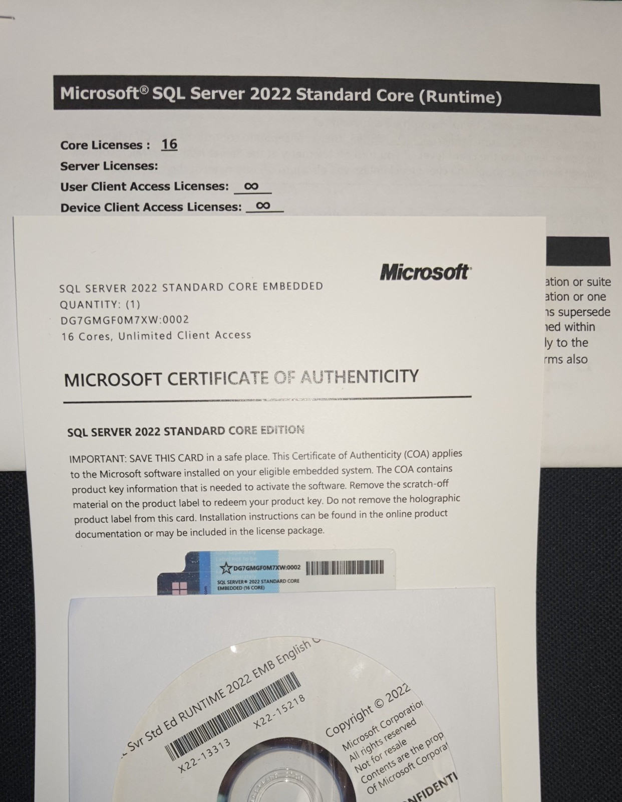 SQL Server 2022 Standard Core – Unlimited Client Access – 16 Core