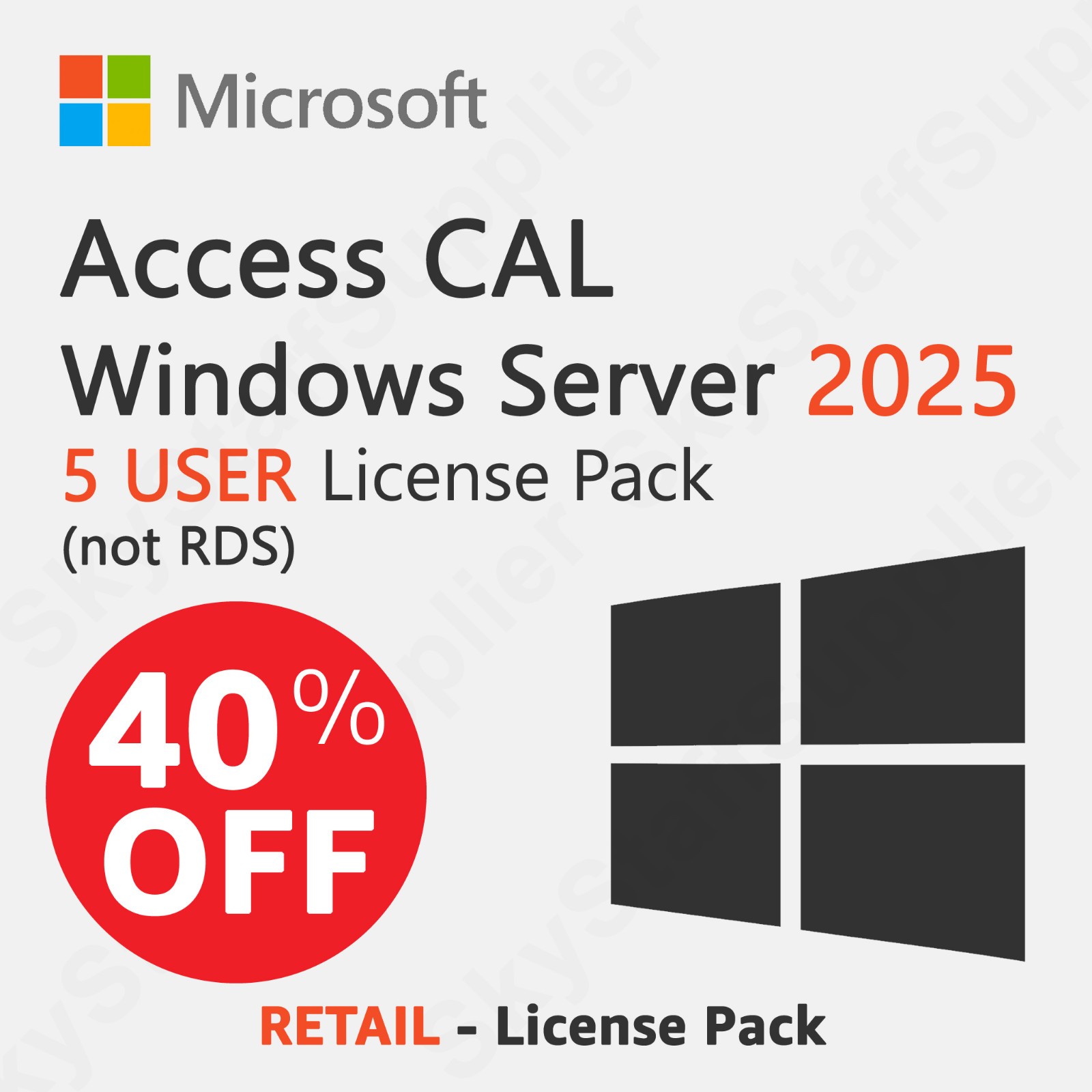 Microsoft Windows Server 2025 – 5 USERS ACCESS CALs [not RDS] RETAIL PACK NEW