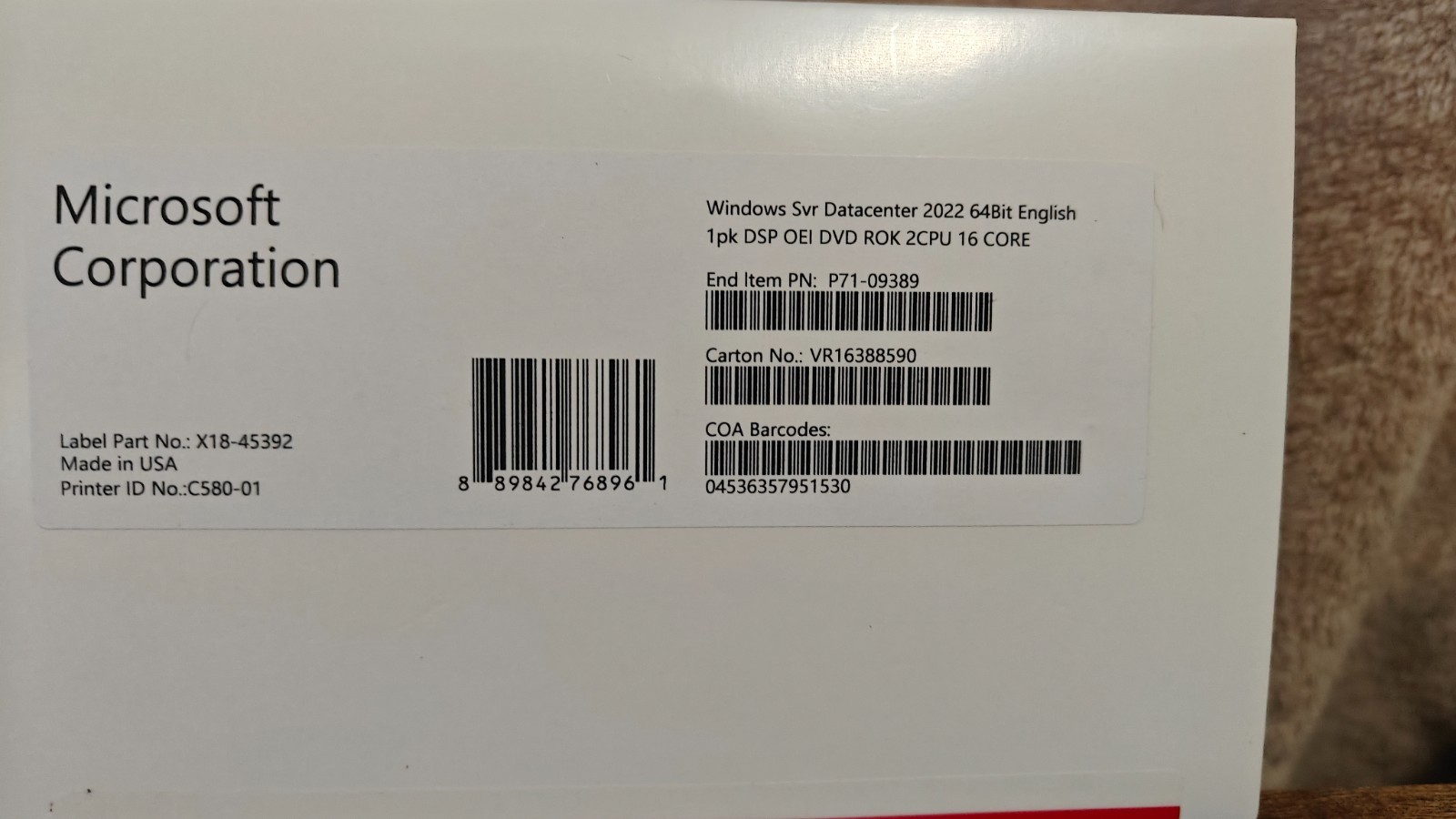 Microsoft Windows Server 2022 Standard – 24 Core/2VM License (P73-08346)