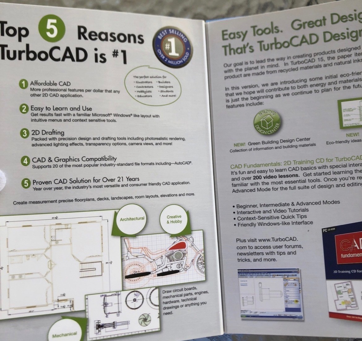 TurboCAD 15 Designer 2D DVD SEALED # & Activation Key For Windows XP & Vista