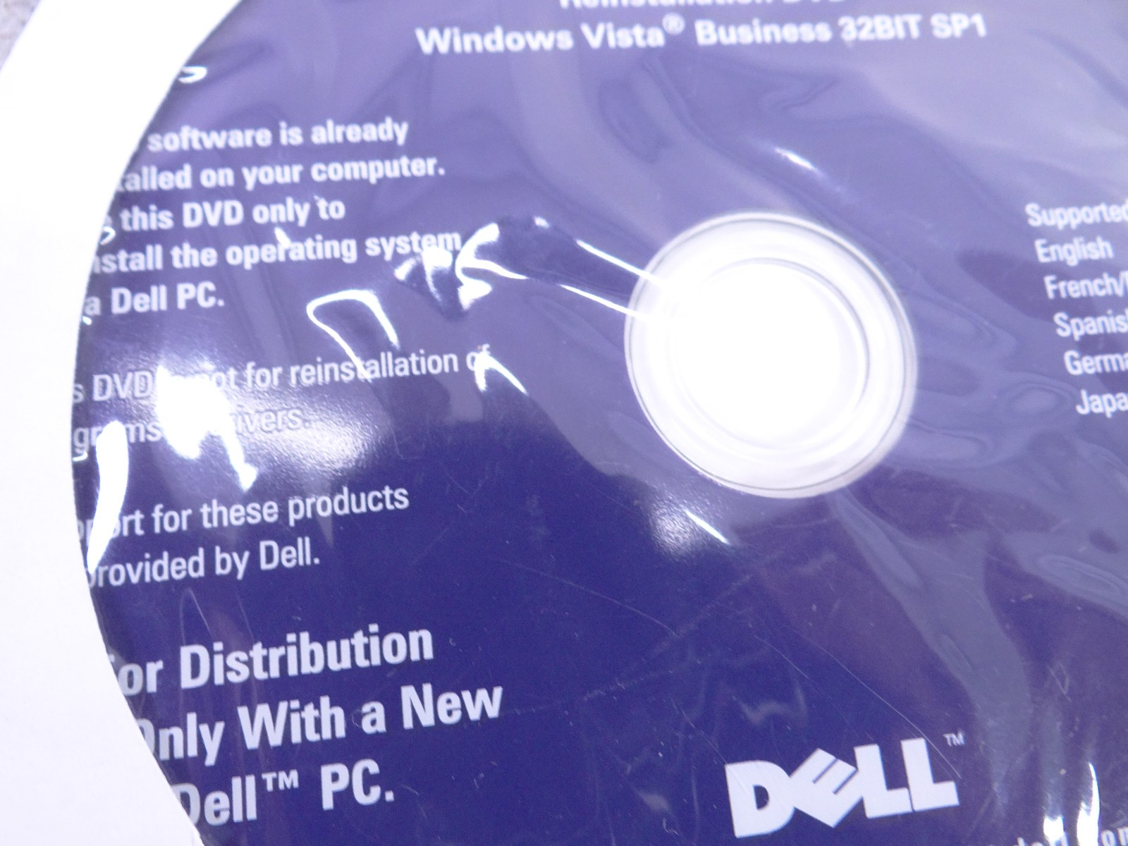 Dell Reinstallation for Windows Vista Business 32-Bit SP1 Sealed