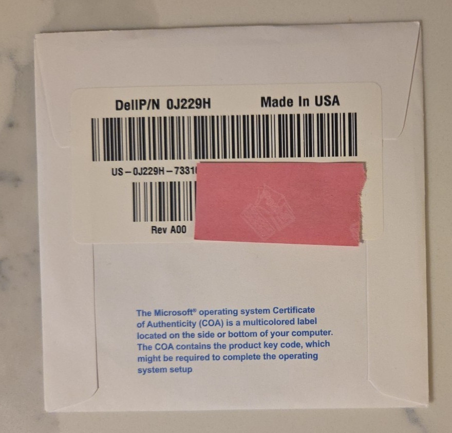Dell Windows Vista Business 64Bit SP1 Reinstallation Disk P/N 0F655D, H207H