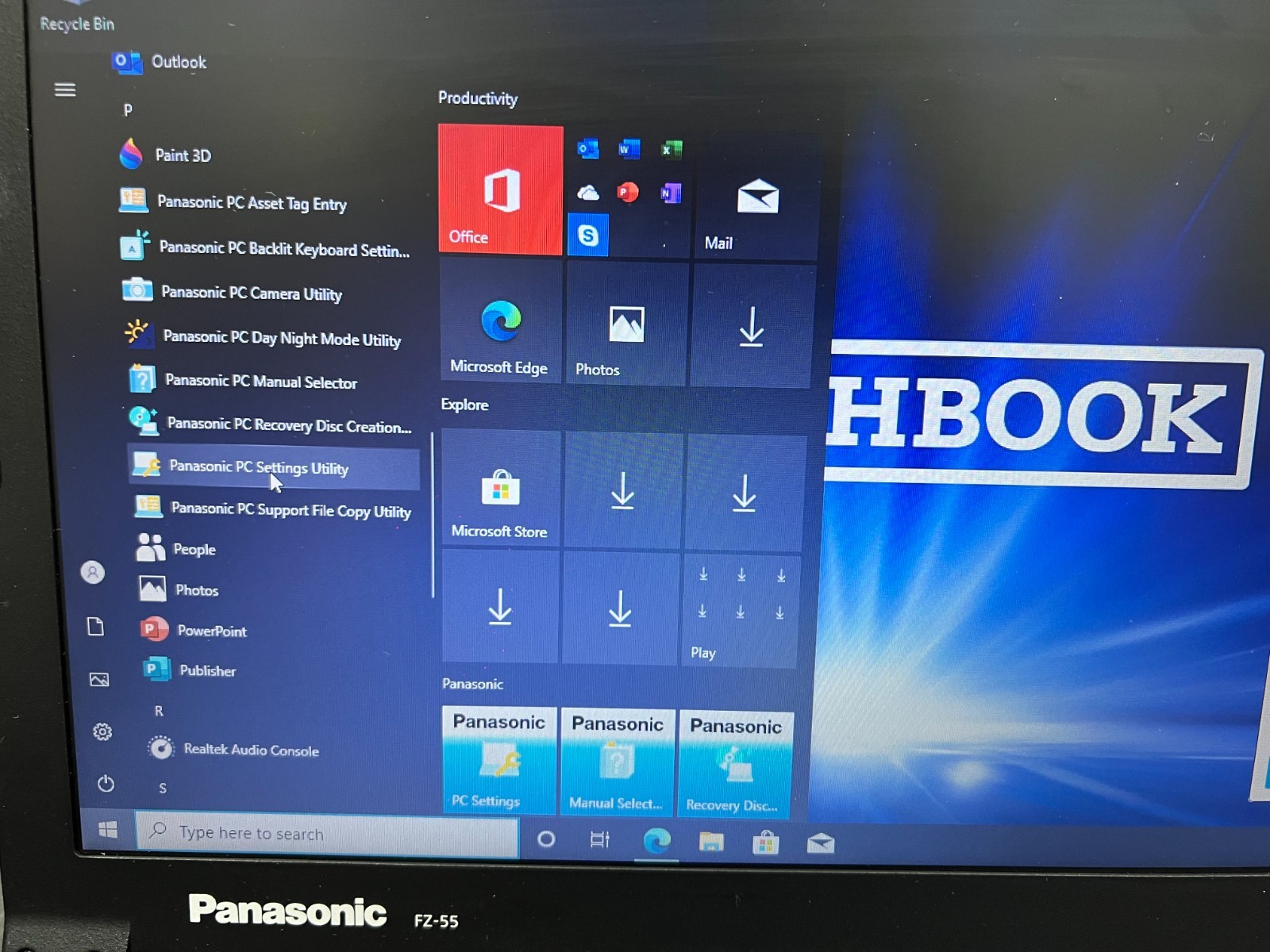Panasonic FZ-55 mk1 Win10 Pro 20h2, TOUGHBOOK , USB RECOVERY DRIVERS SYSTEM