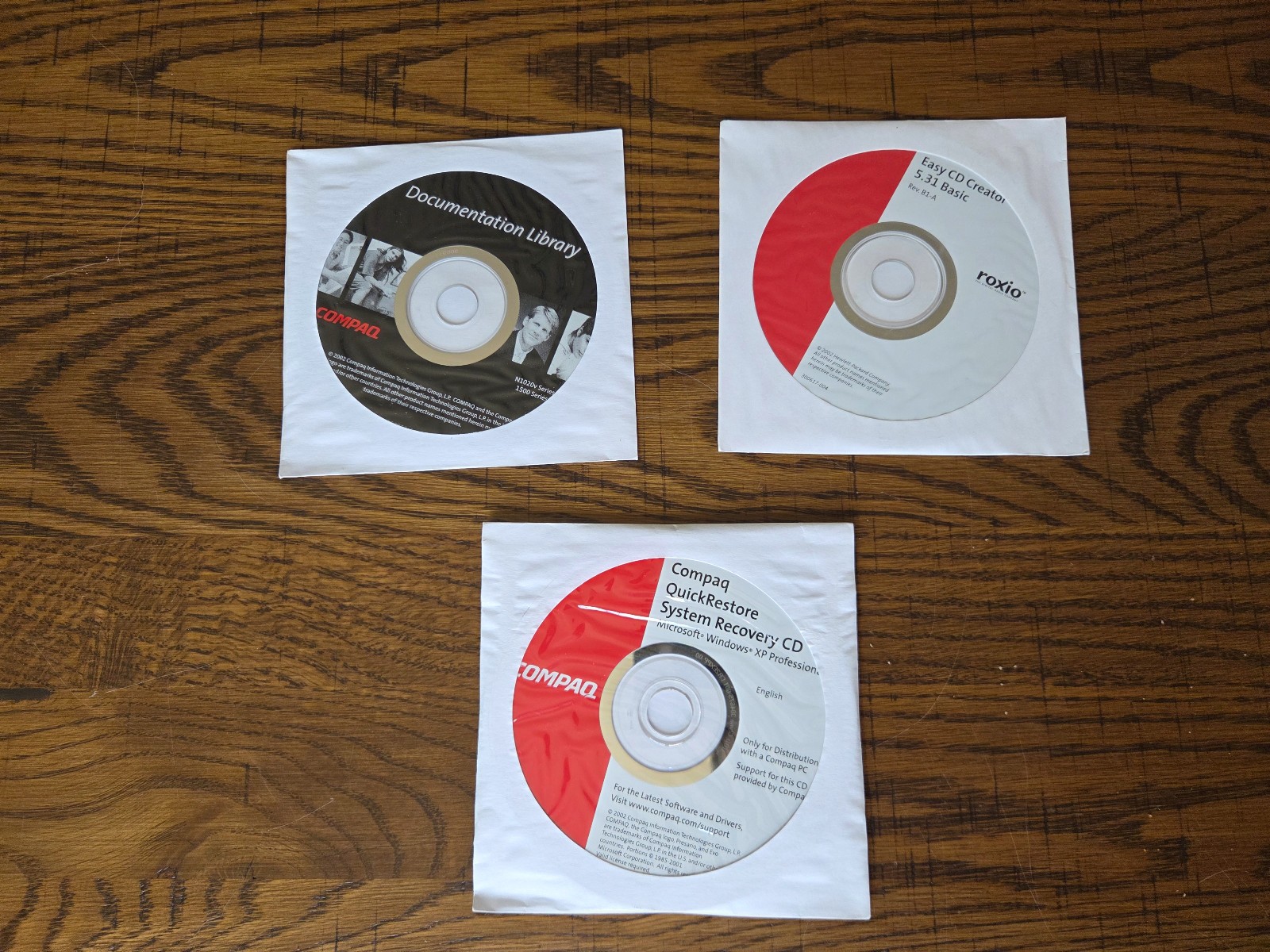 Compaq QuickRestore System Recovery CD’s 3 Disc Set MS Windows XP Professional
