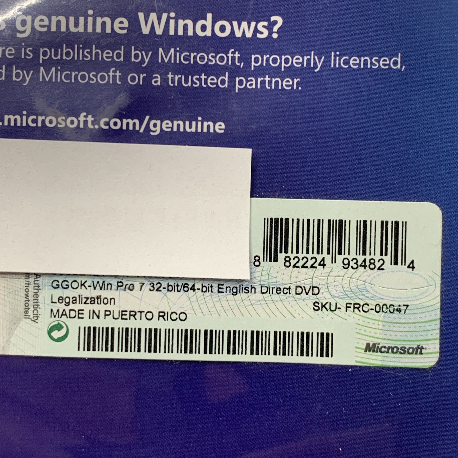 MICROSOFT Windows Pro 7 SP1 32-bit and 64-bit Software- Get Genuine Online Kit
