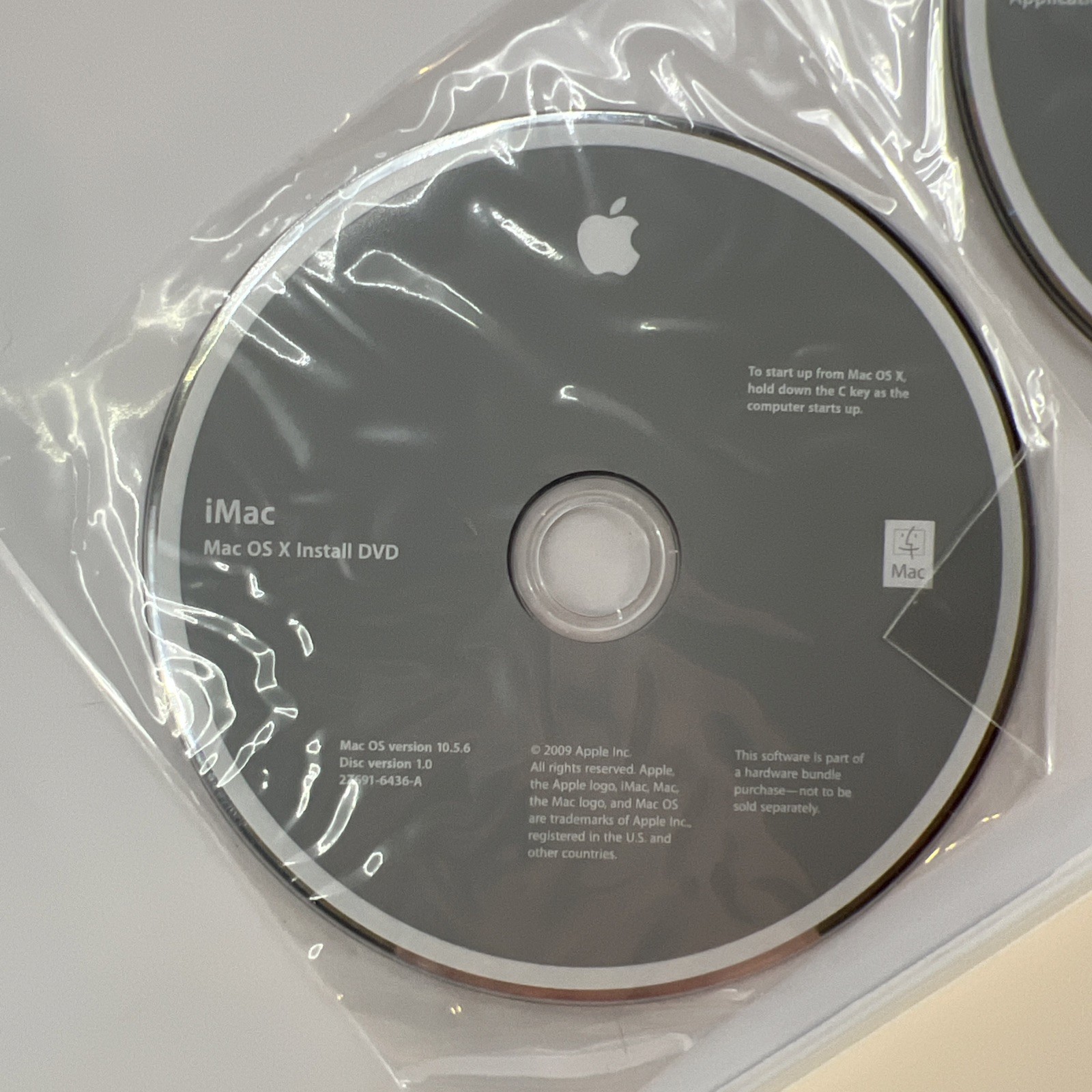 Apple iMac OS X 10.5.6 Install Discs 1 and 2 W/ Manual & Stickers