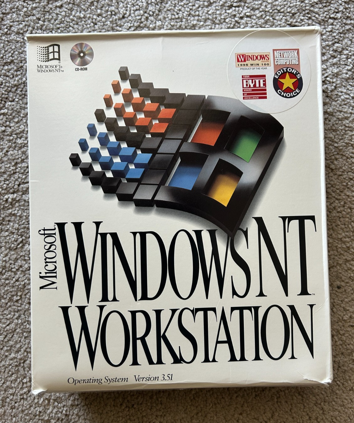 NEW Microsoft Windows NT Workstation 3.51 Big Box Vintage 1996 NOS CD-ROM
