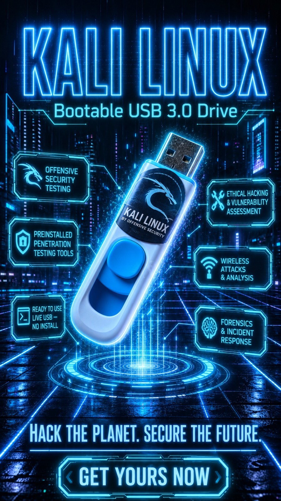 Kali Linux USB 3.0 Fast Drive Professional Cyber Security Tools Suite