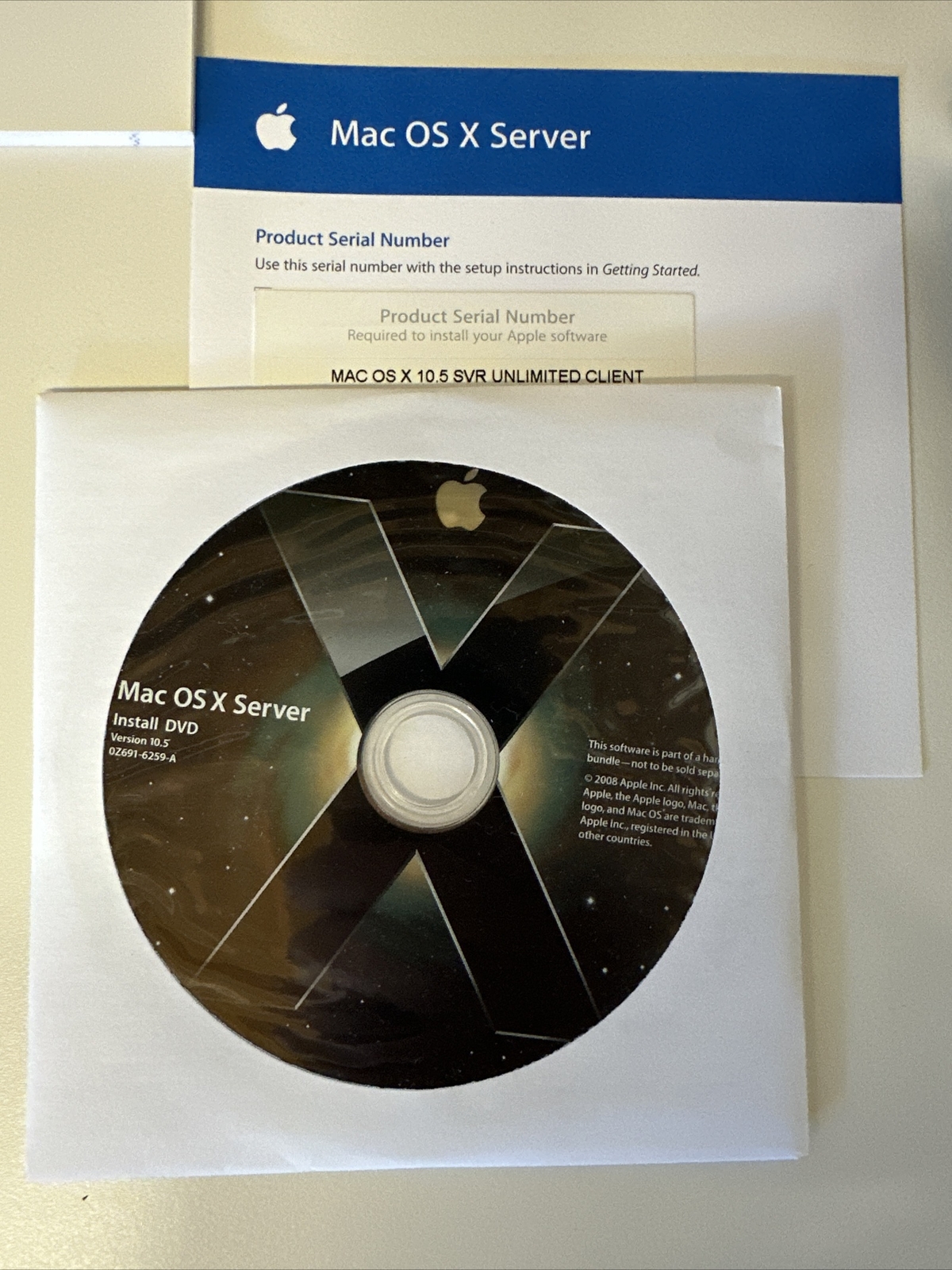 MacOS X Server X 10.5 Unlimited Client – CDS041608 607-2363 0Z607-3499-A V9 lic