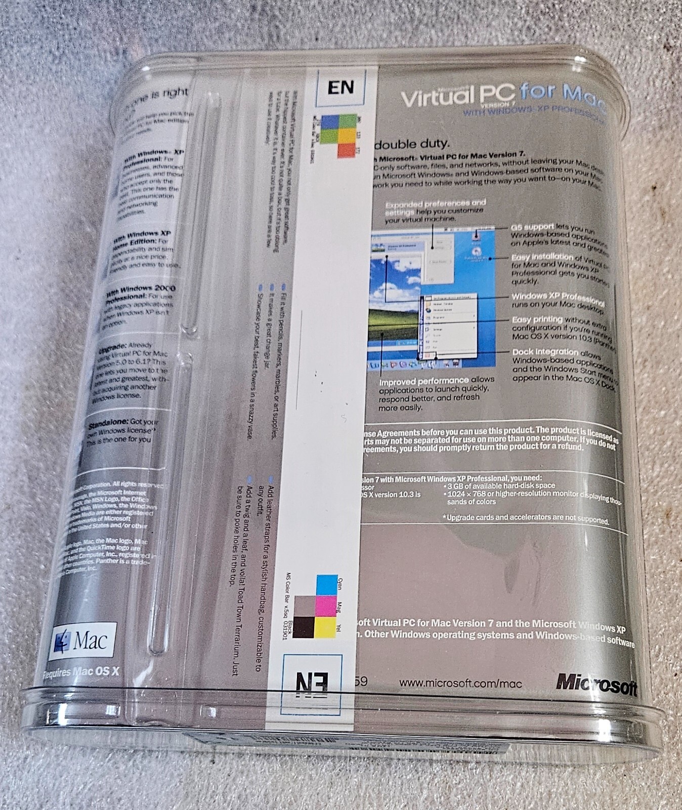 GENUINE Microsoft Virtual PC for MAC Version 7 with Windows XP Professional