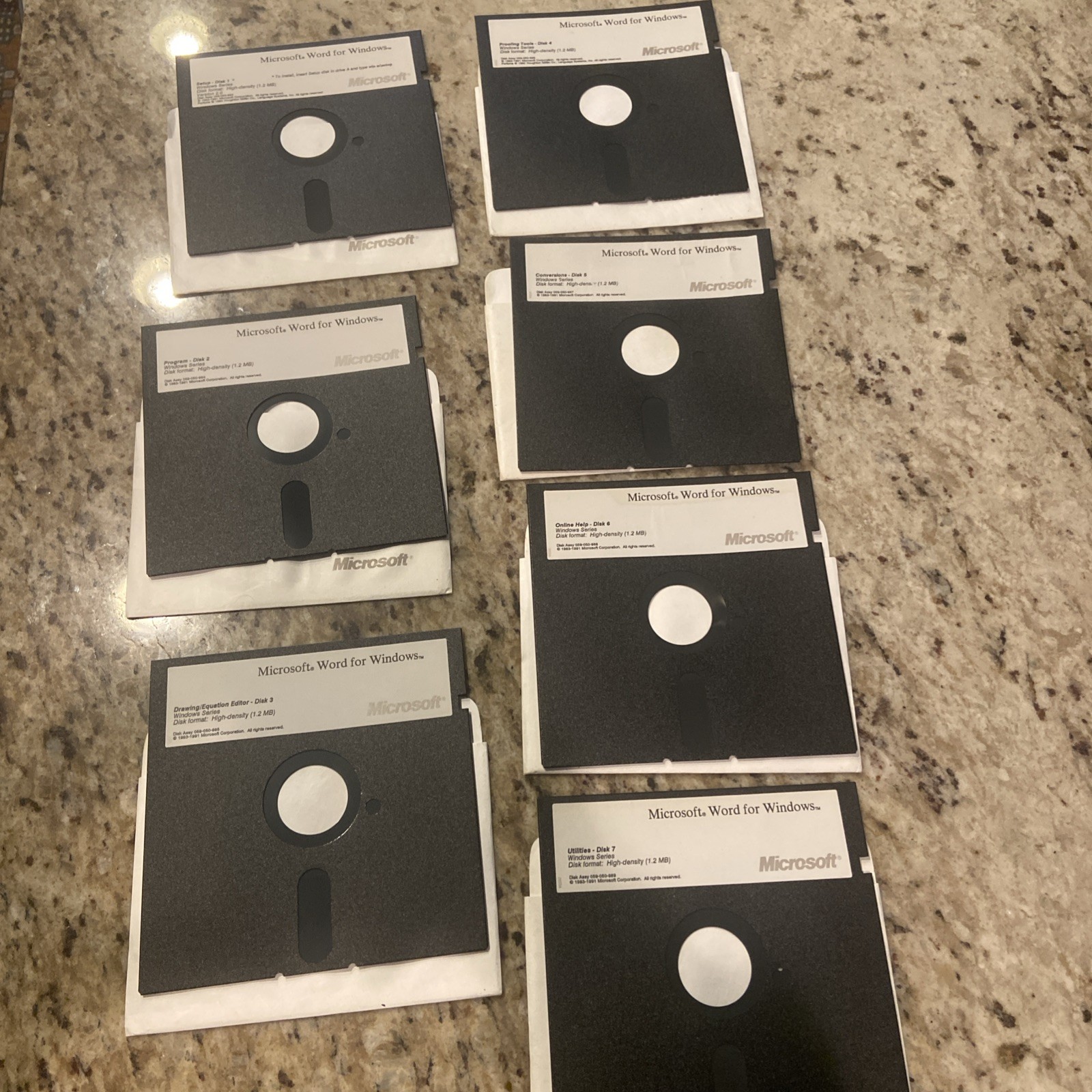 Microsoft Word For Windows 2.0 Floppy Disk Set (1-7) 5.25” 1991 with userguide