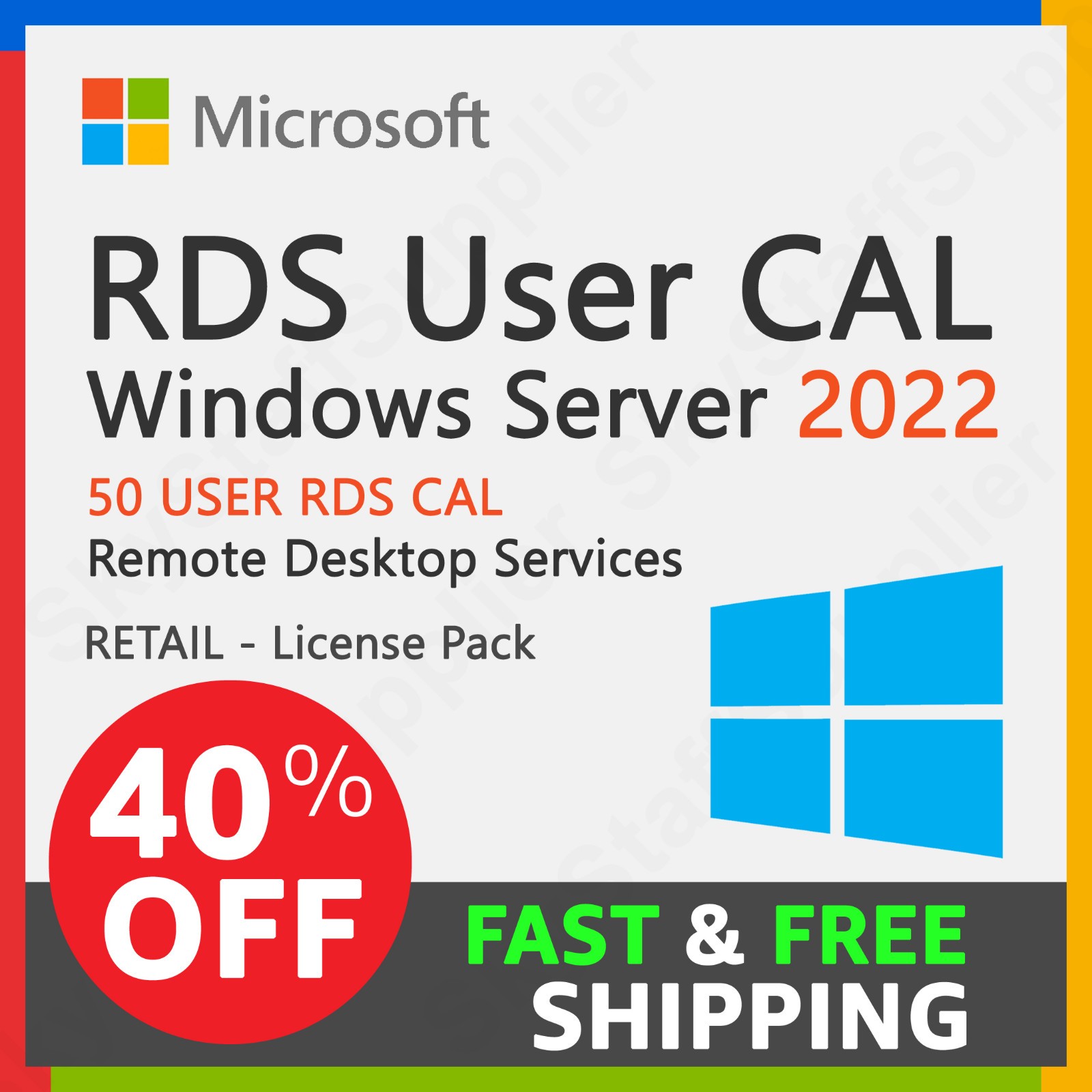 Windows Server 2022 Remote Desktop RDS License 50 Users FULL NEW RETAIL PACK