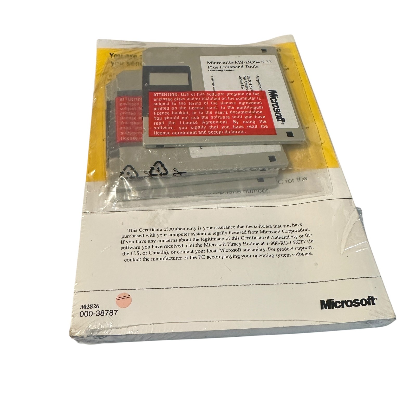 Microsoft MS-DOS 6.22 Operating System 3.5″ Floppies 000-38787 NEW SEALED