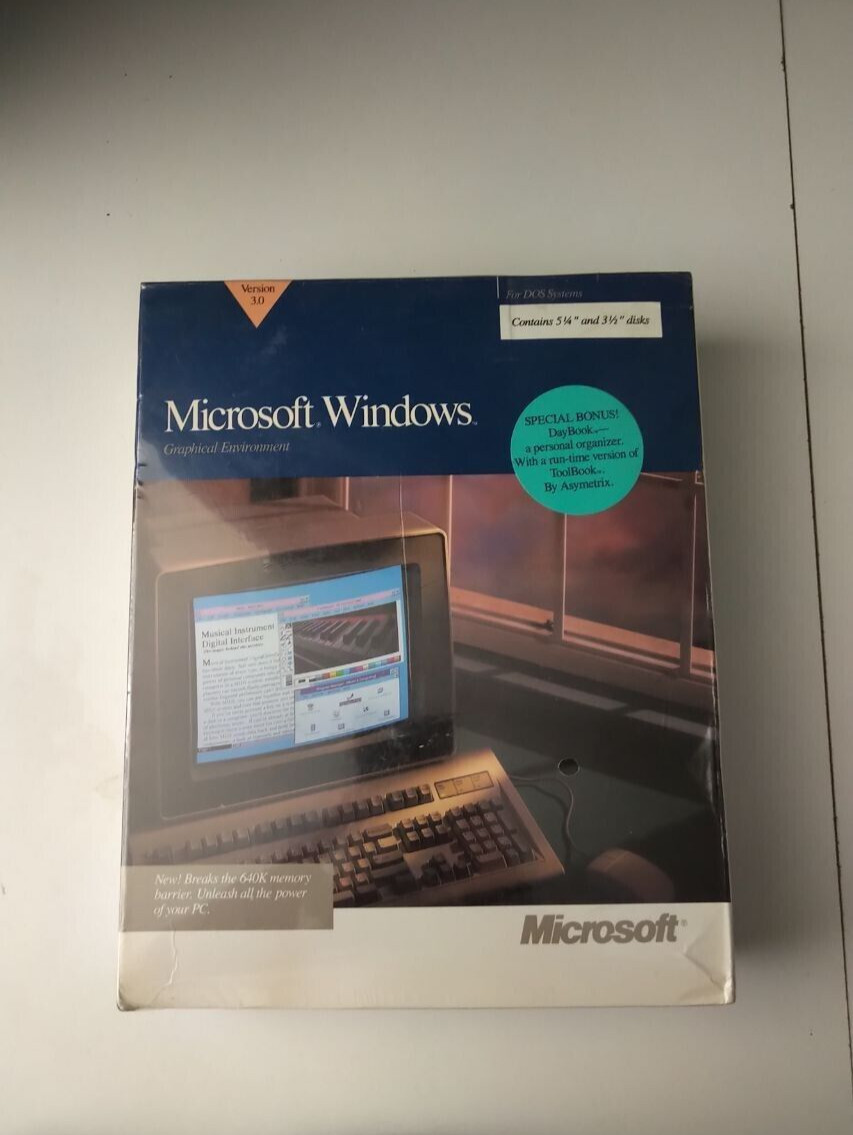 Microsoft Windows Graphical Environment for DOS – Sealed with Bonus Daybook