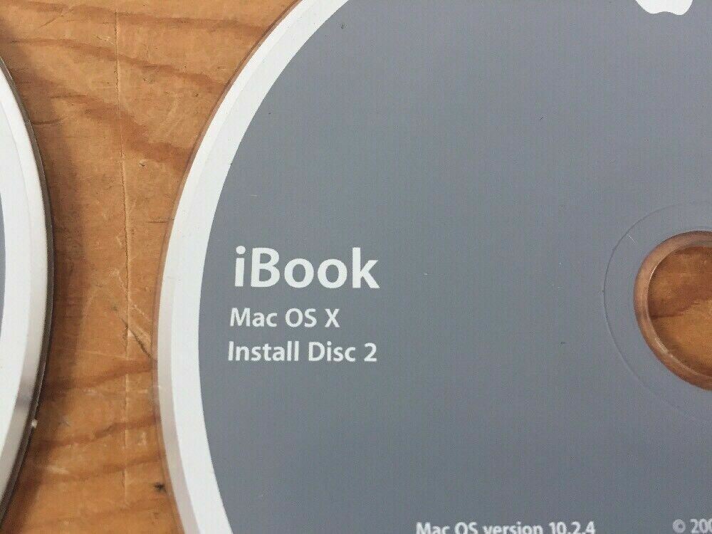 2003 Macintosh iBook Mac OS X 10.2.4 Jaguar Discs Operating System Install CDs
