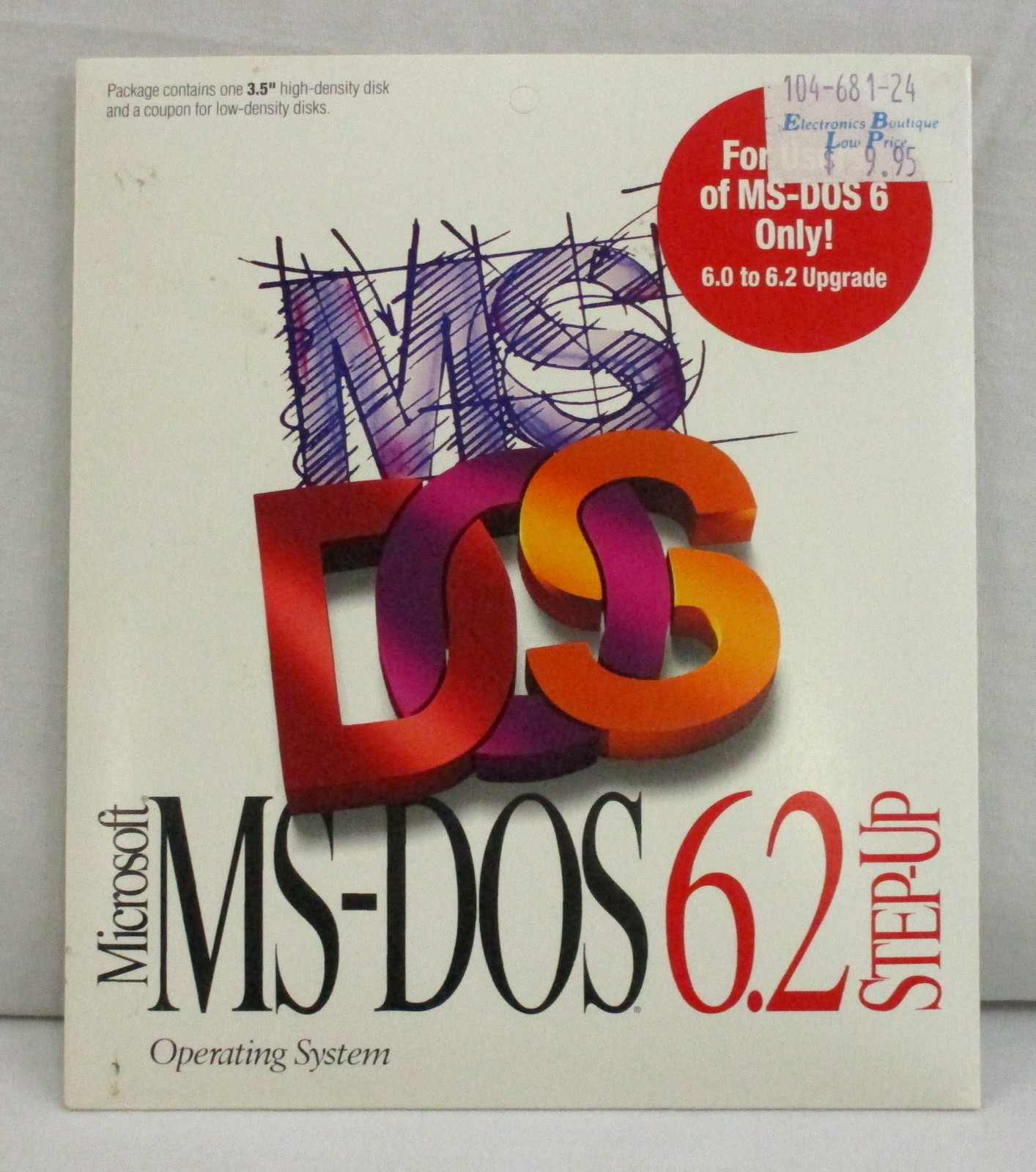 Microsoft MS-DOS 6.0 to 6.2 Step-Up PC OS Upgrade 3.5″ Disk SEALED