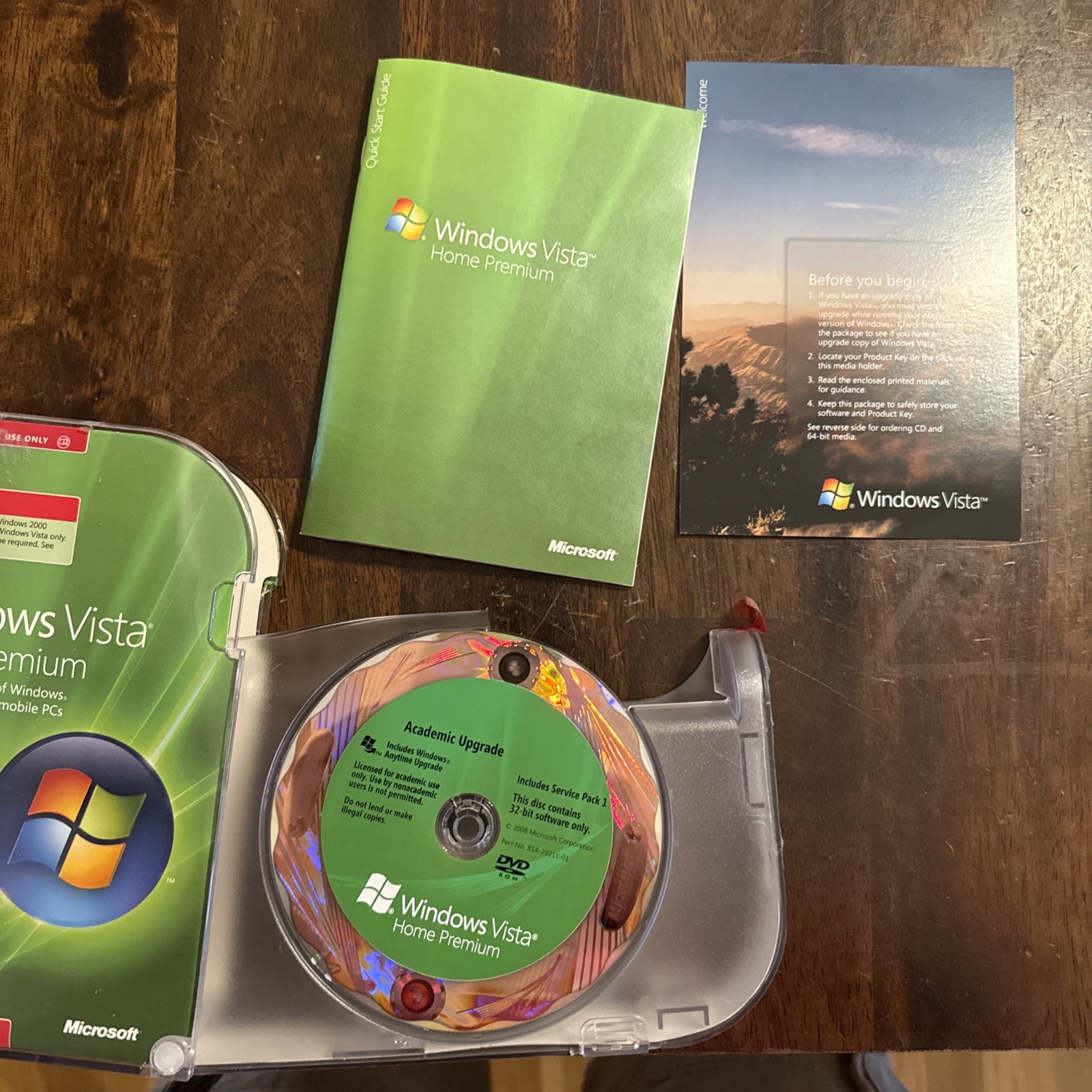 Windows Vista Home Premium 32 bit -Upgrade SP1 – Academic Ed – COMPLETE Case/Key