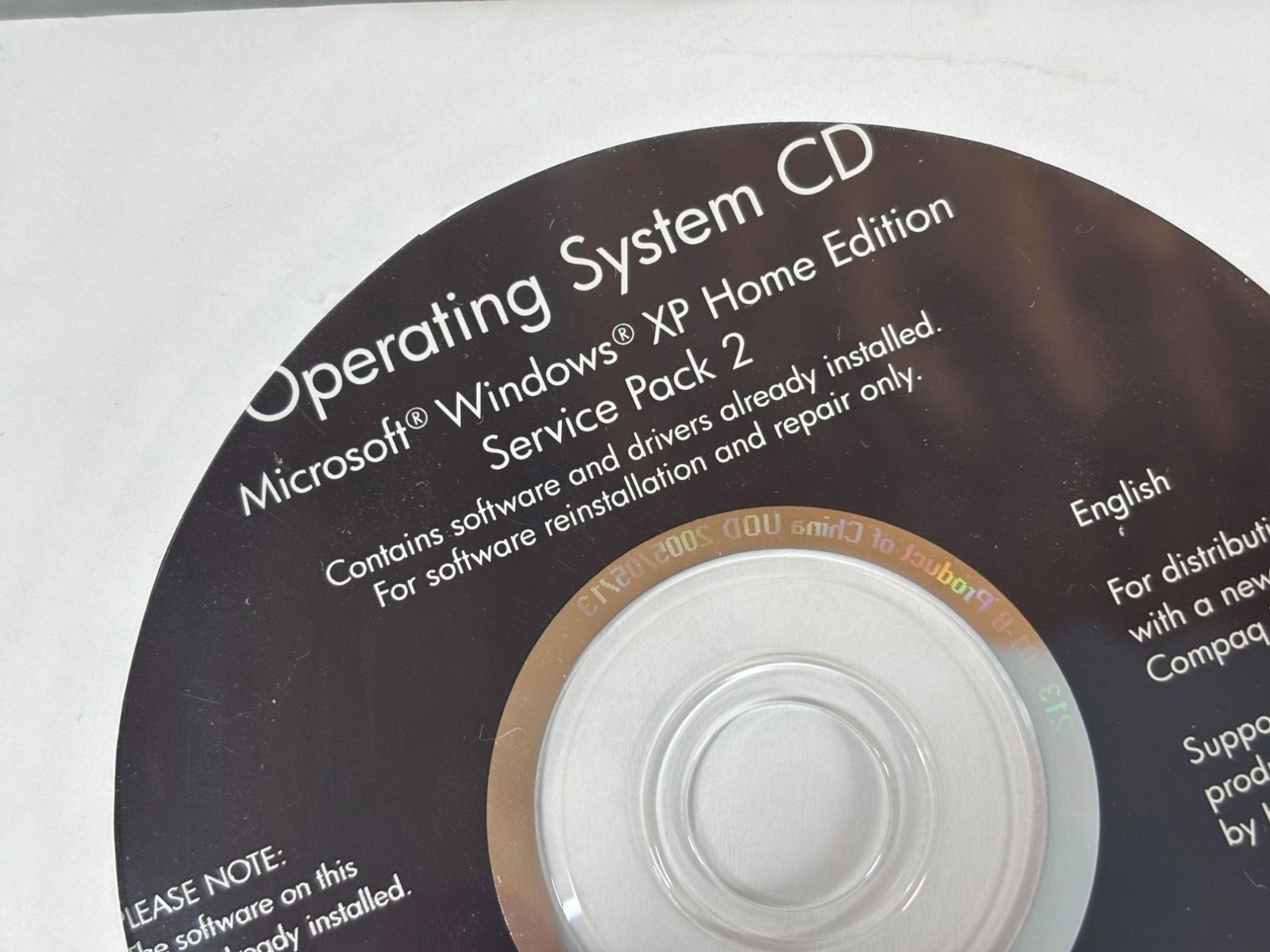New HP Microsoft Windows XP Home Edition Operating System CD Service Pack 2