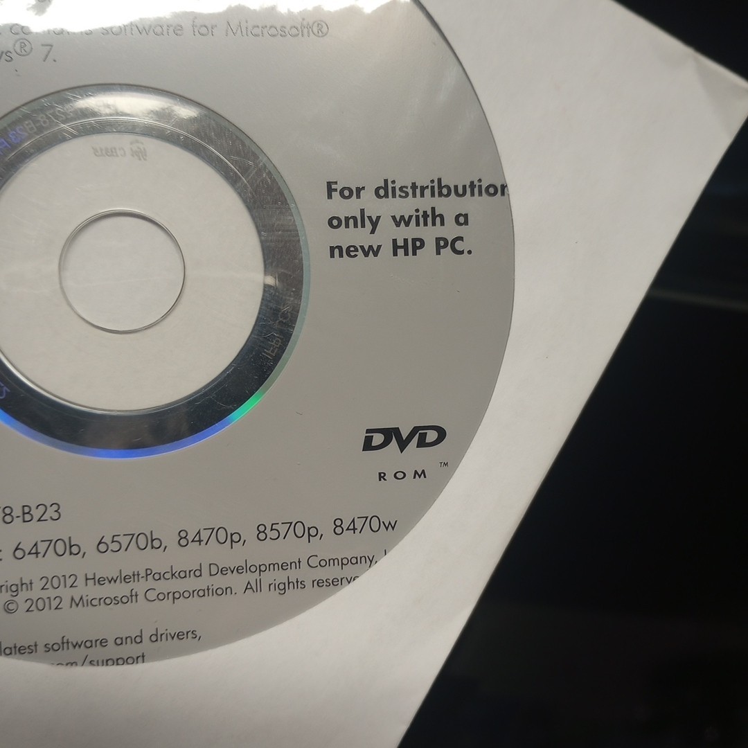 HP Application & Driver Recovery DVD Windows 7 Professional 2012 64bit SEALED!!!