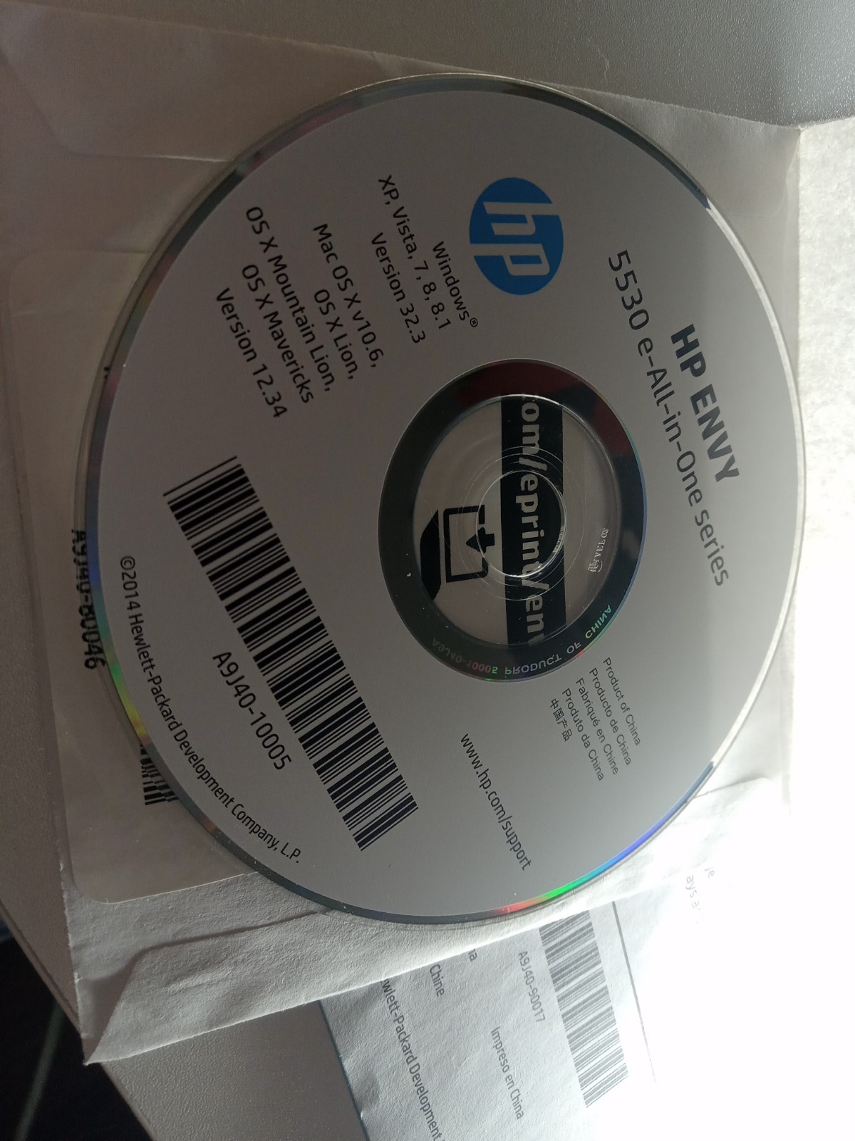 HP ENVY 5530e All-in-One Series Software Installation Disc with Instruction Book