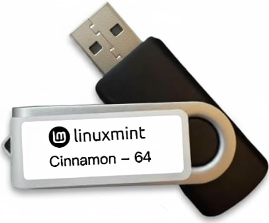 Linux Mint Cinnamon 22 64-bit Live USB Flash Drive, Bootable for Install/Repair