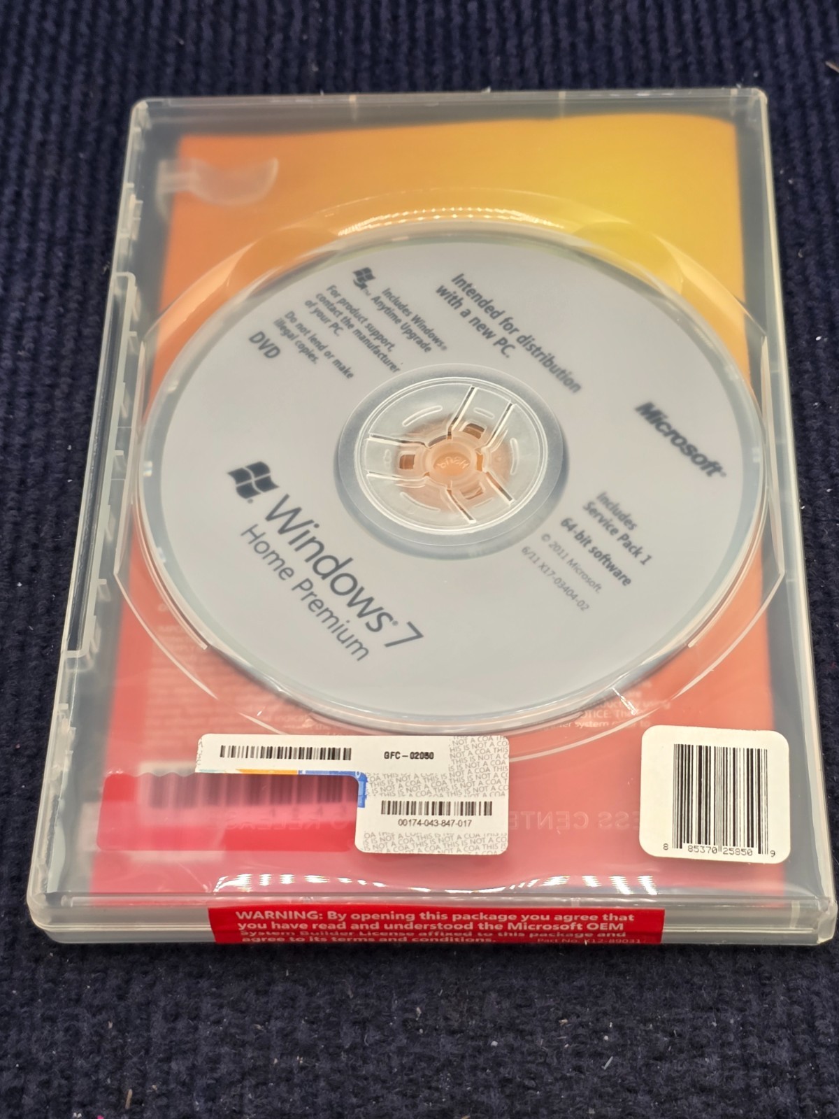 Microsoft GFC-02050 Windows 7 Home Premium SP1 64-Bit System Builder Software