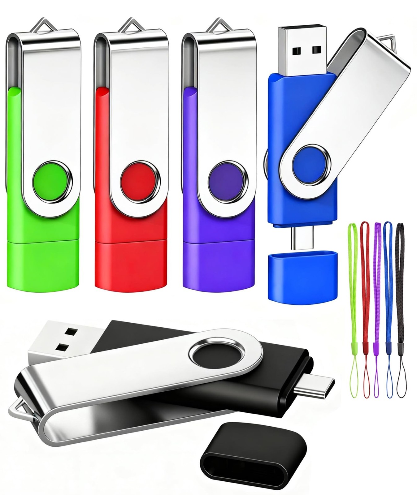 AGECASH 4GB USB-C Dual Flash Drive 5 Pack | 2-in-1 USB A + Type C Flash Drive…