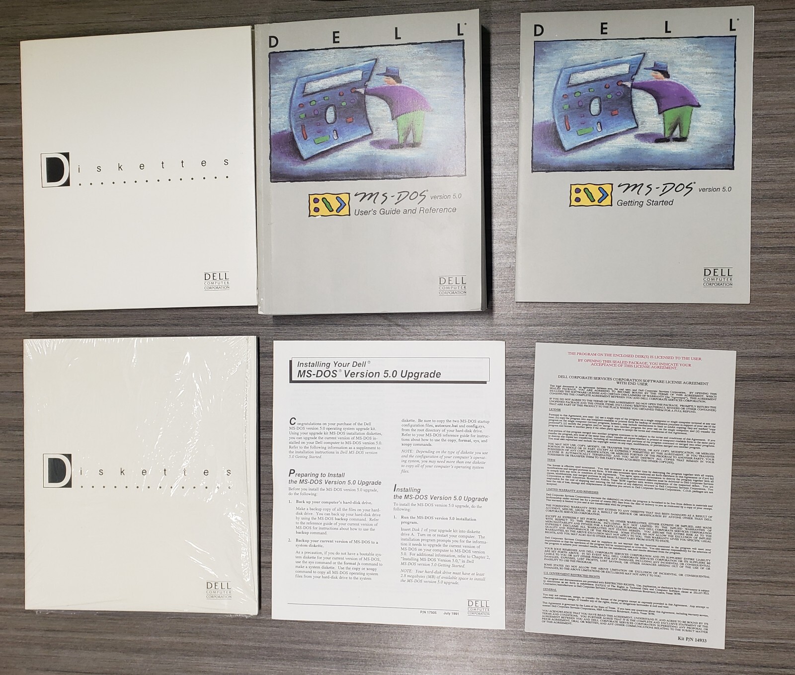 Vintage Dell MS DOS 5 Version 5.0 Operating System Software (9 Disks) + Manual