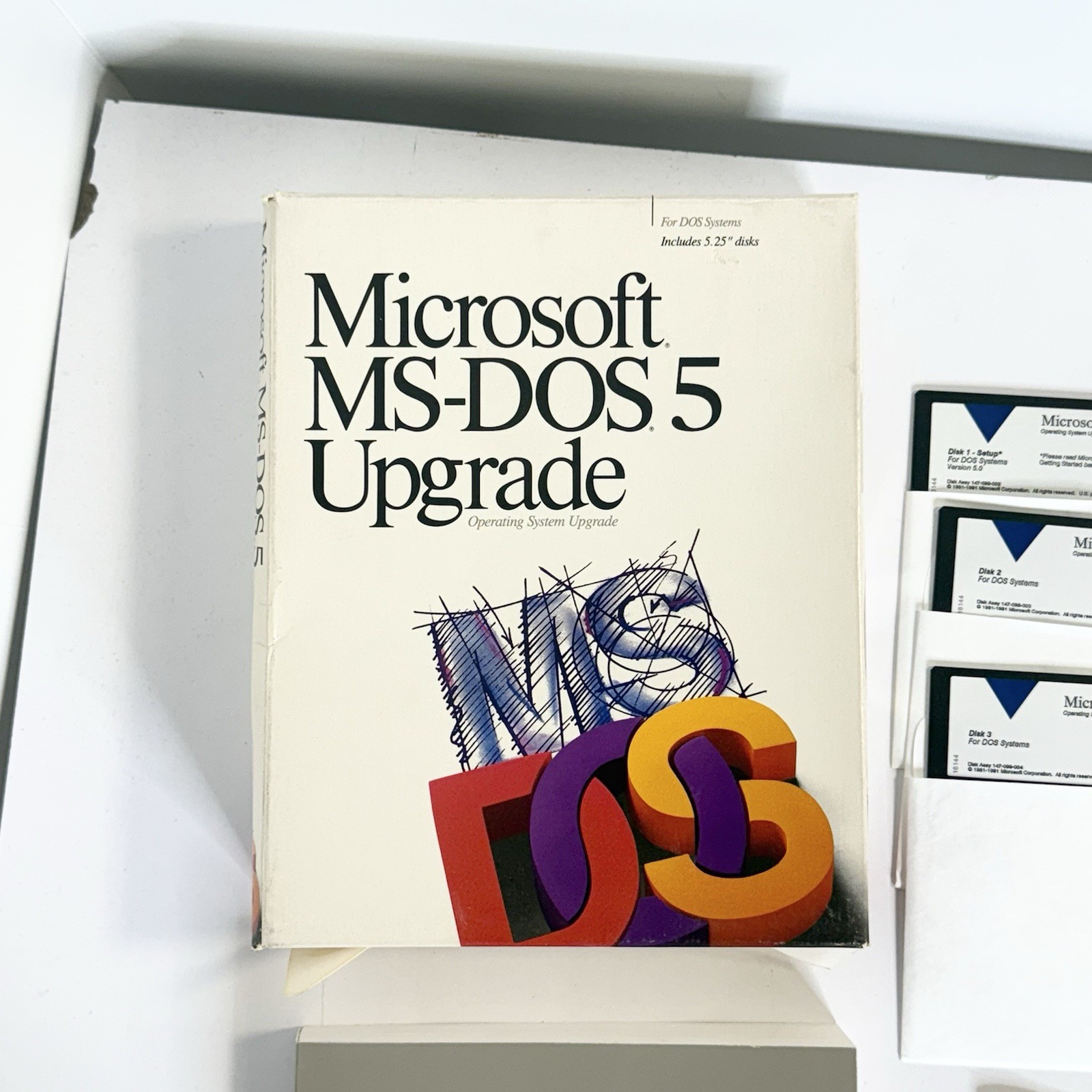 Microsoft MS-DOS 5 Operating System Upgrade 5.25″ Disks & Manuals Vintage 1991