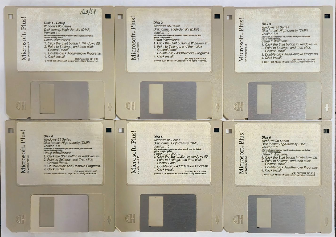 Microsoft Plus! for Windows 95 3.5″ Floppy Disk Set 6-Disk DMF Tested Vintage