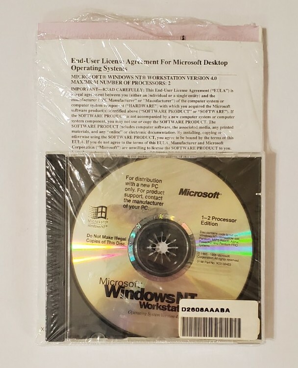 Microsoft Windows NT Workstation: 1-2 Processor Edition NOS New/Sealed with Key