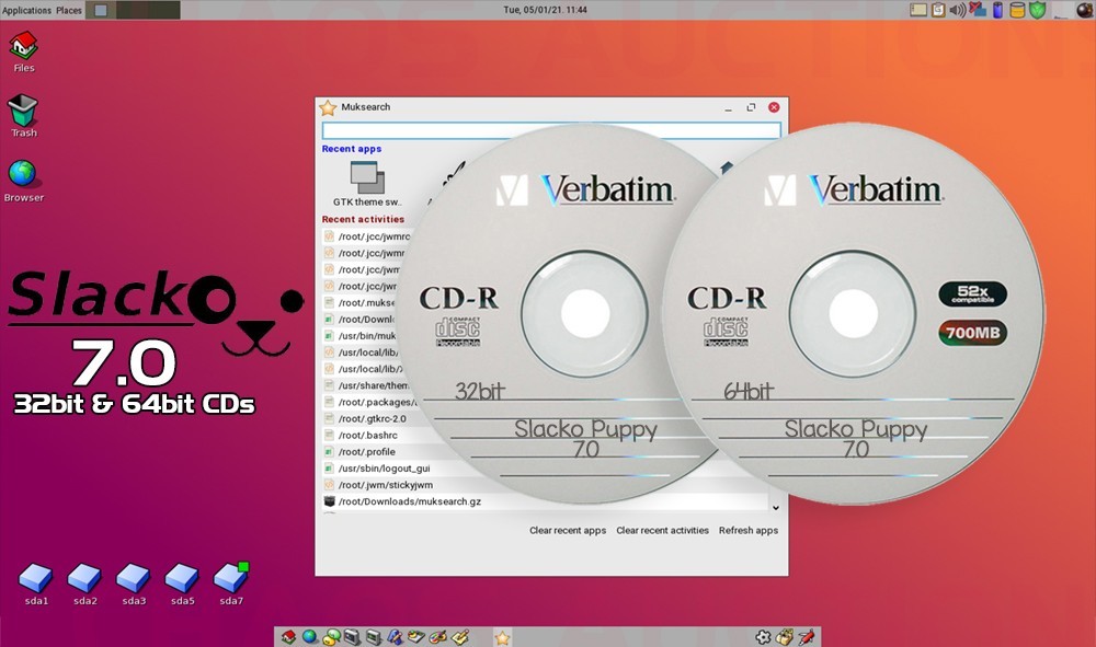 SLACKO PUPPY 6.3.2 LINUX INSTALL & LIVE CDs 32bit & 64bit