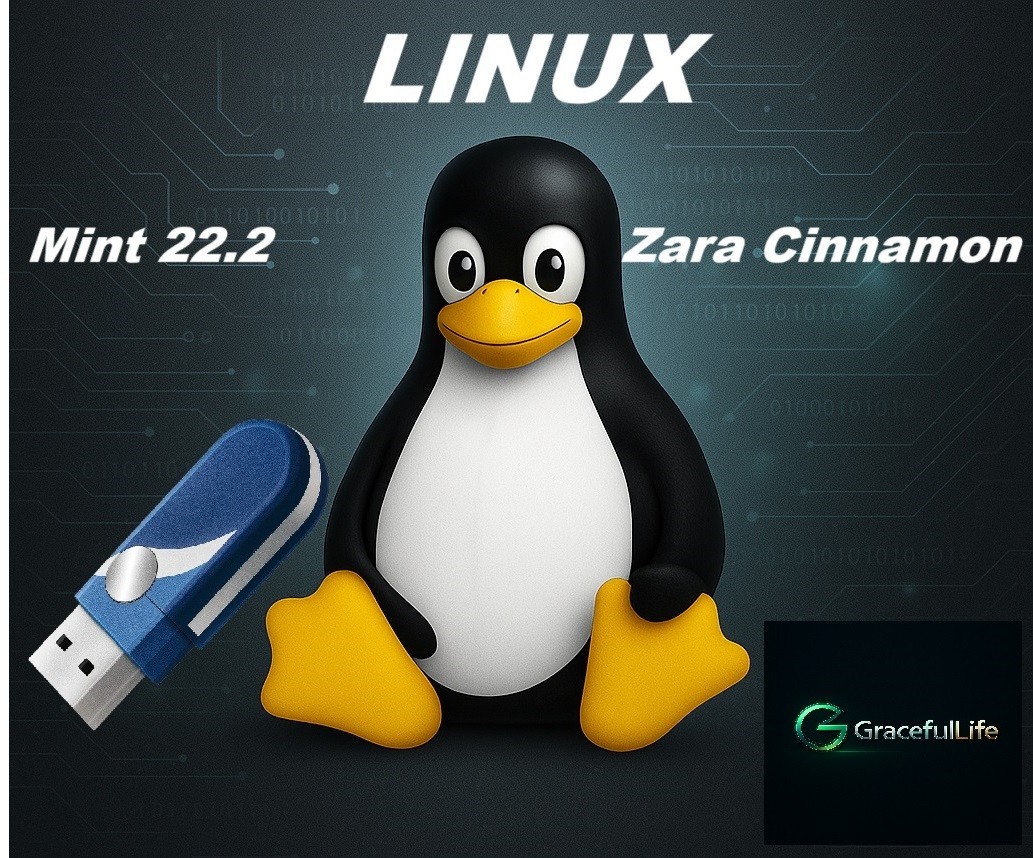 Linux Mint 22.2 Zara Cinnamon 64-Bit Live Install Bootable OS Software