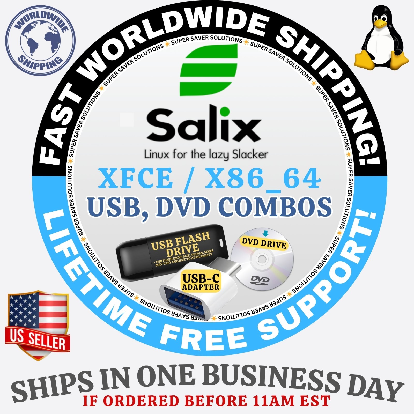 SALIX LINUX OS | XFCE | ALL LATEST ISO BUILDs | DVD, USB COMBOS | FAST SHIP
