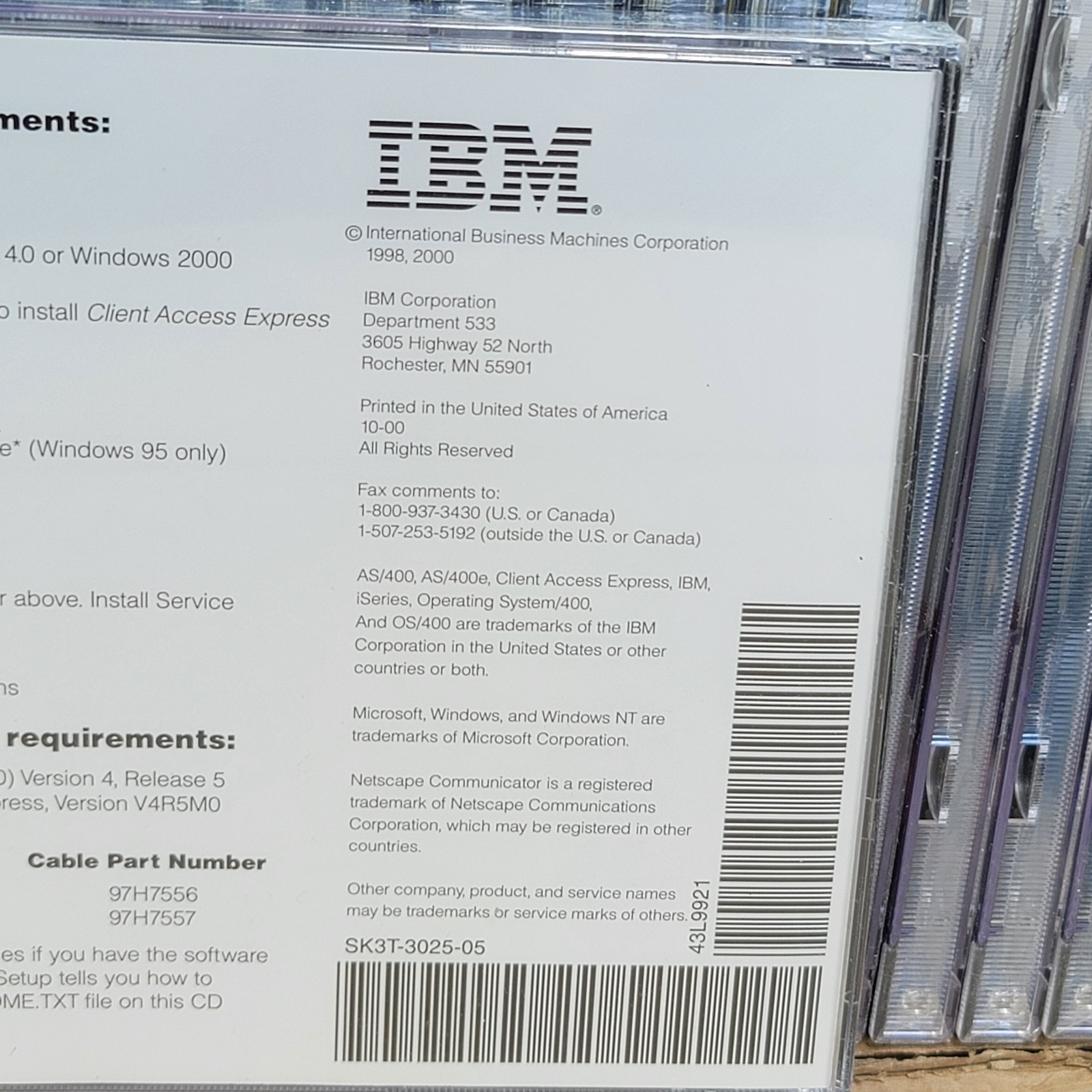 IBM EZ-Setup iSeries, AS/400e CD-ROM Client Access Express Netscape Communicator