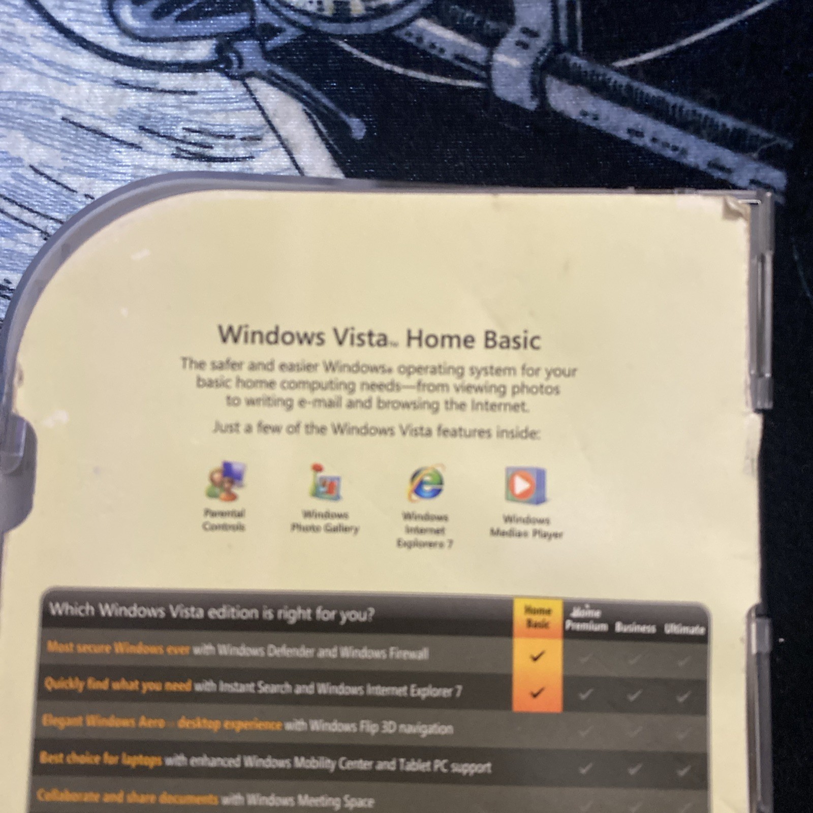 Vintage Microsoft Windows Vista home basic software upgrade 32 bit w/license 1