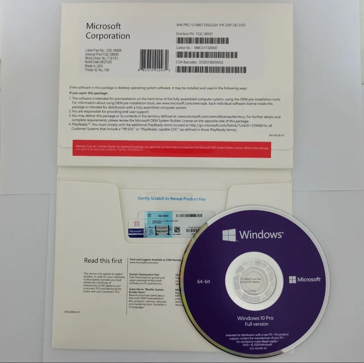 Windows 10 Pro 64 bit DVD with Product Key Local Seller | Free Shipping