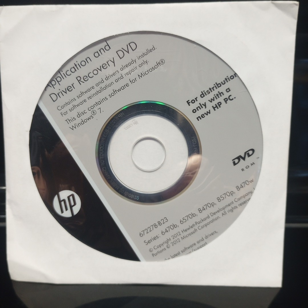 HP Application & Driver Recovery DVD Windows 7 Professional 2012 64bit SEALED!!!