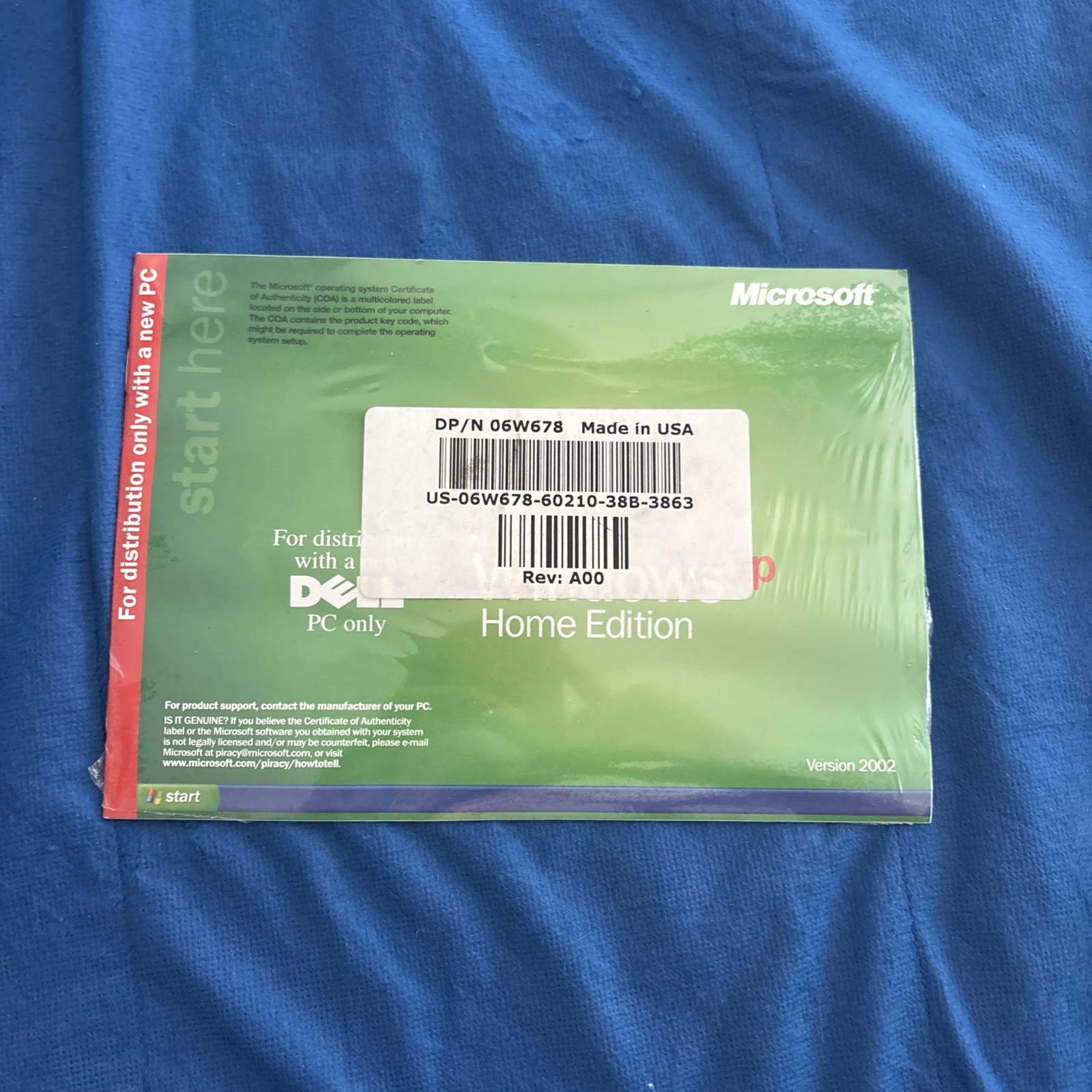 Microsoft Windows XP Home Edition for Dell PC 2002-PC Only- New