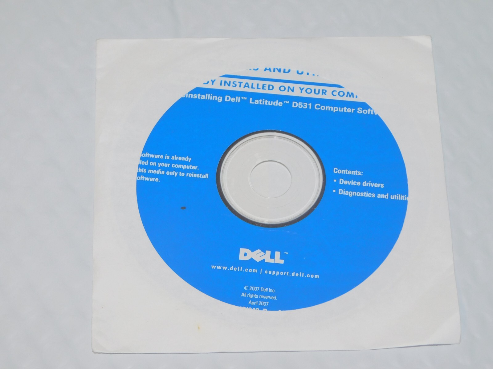 Dell Windows Restore Reinstalling Latitude D531 Computer Software New
