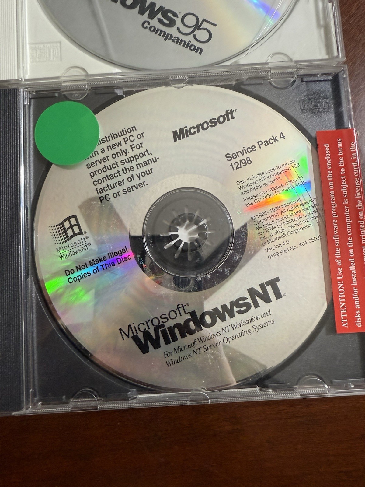 Vintage Microsoft Windows 95 Companion & Windows NT SP4 CD Lot 1990s OEM