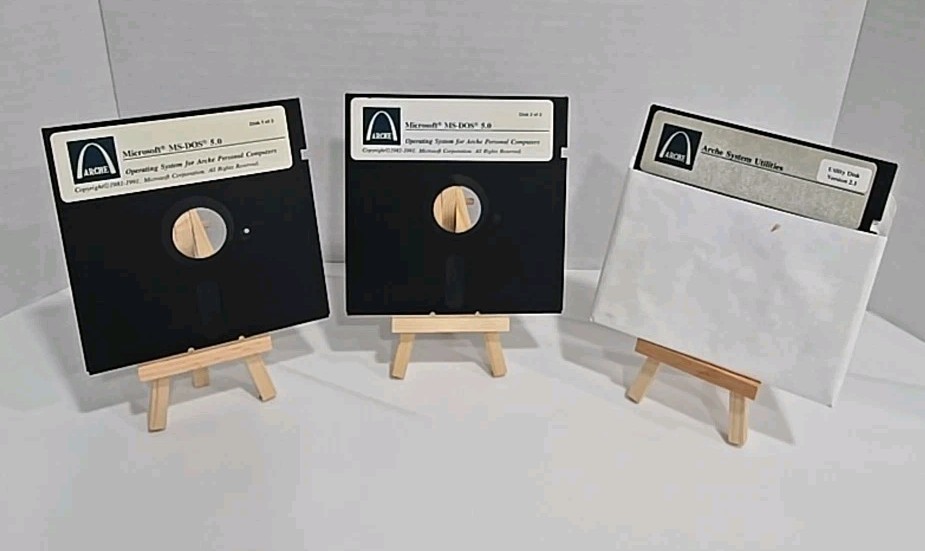 Microsoft MS-DOS 5.0 Operating System 5.25″ Floppy 2 Disks + Arche System Util.