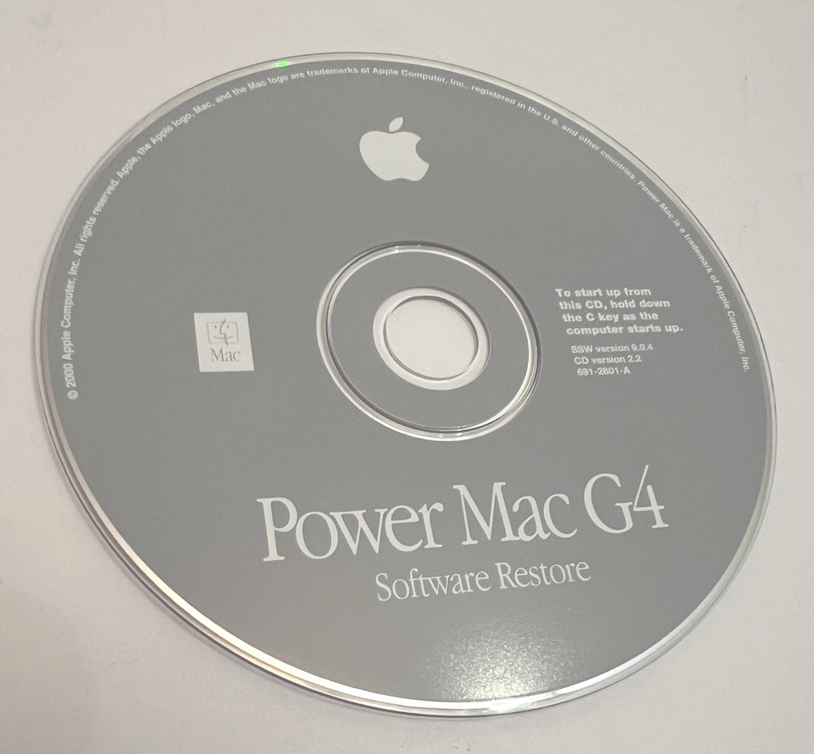 2000 Macintosh Power Mac G4 OS 9 9.0.4 Software Restore CD-ROM Disc CD V 2.2