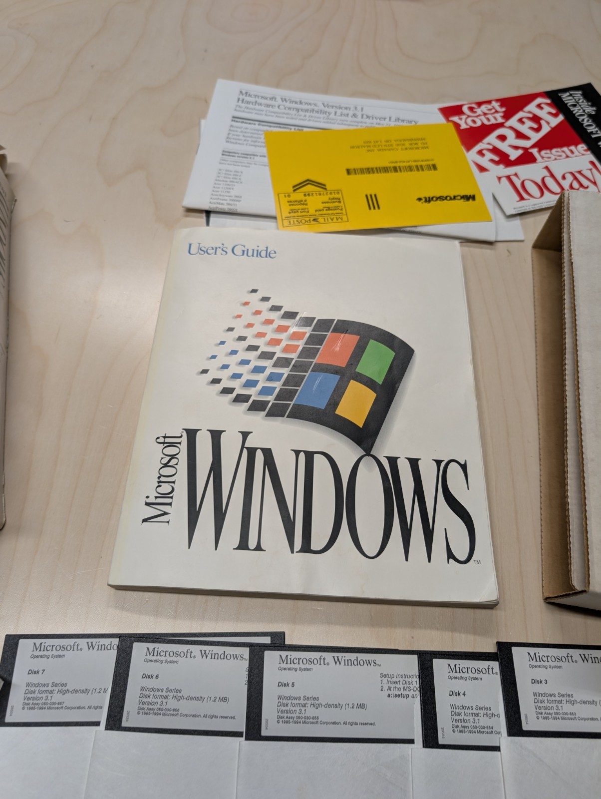 Vintage Microsoft Windows 3.1 Upgrade 5.25 Disks Complete Box Manuals DOS