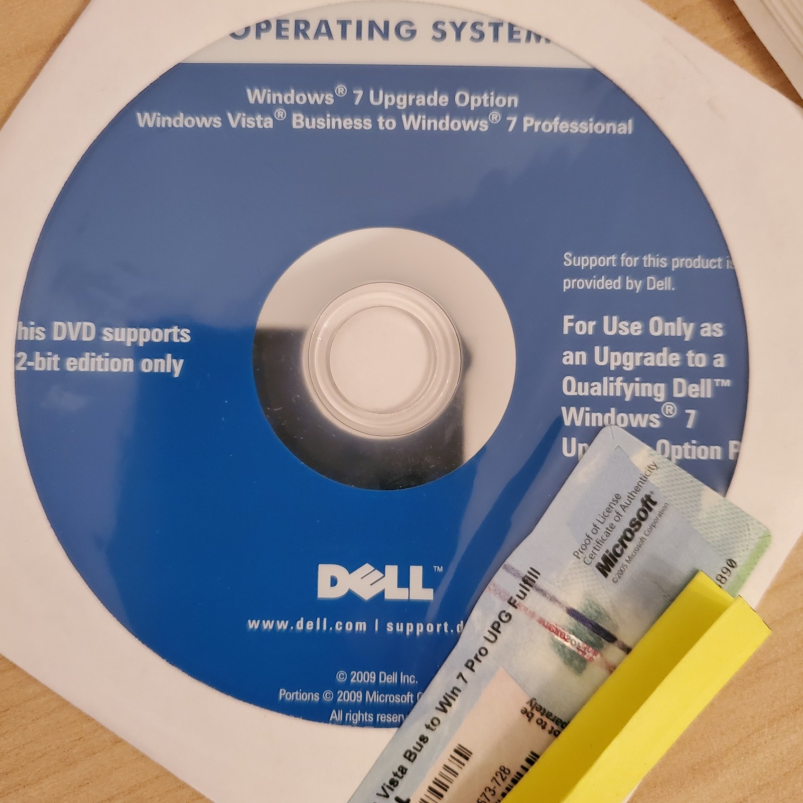 Dell Windows 7 Upgrade Vista Business to Windows 7 Pro /w Upgrade Assistant DVD