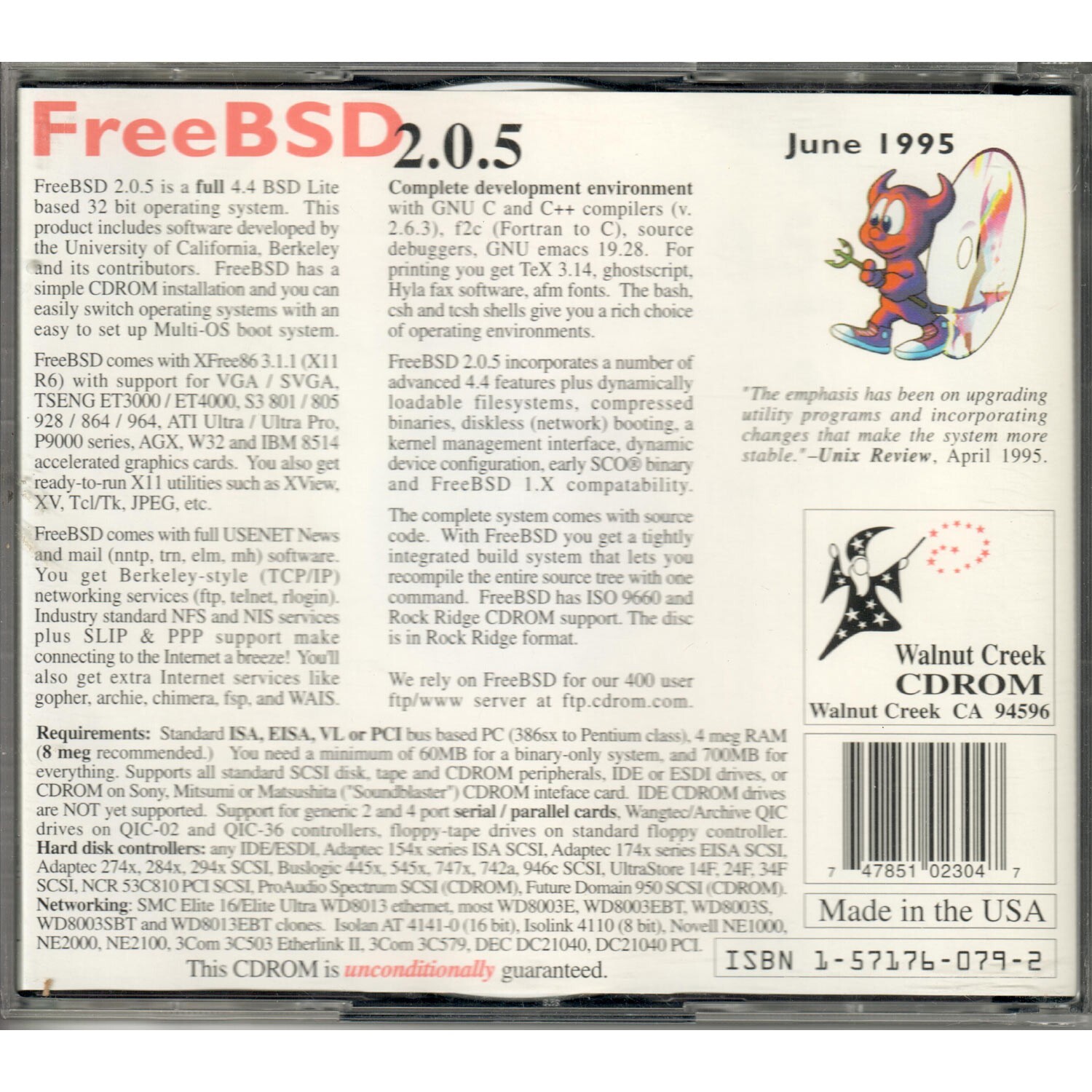FreeBSD 2.0.5 UNIX Operating System Walnut Creek CDROM June 1995