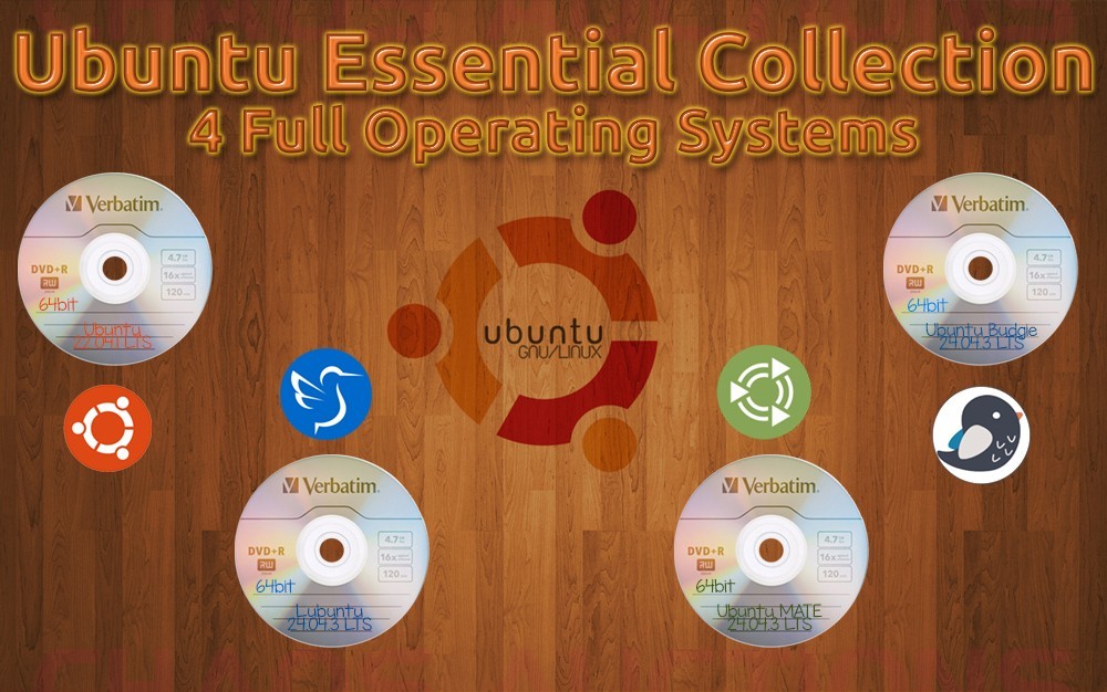 UBUNTU ESSENTIAL LINUX COLLECTION 5 Full Operating Systems