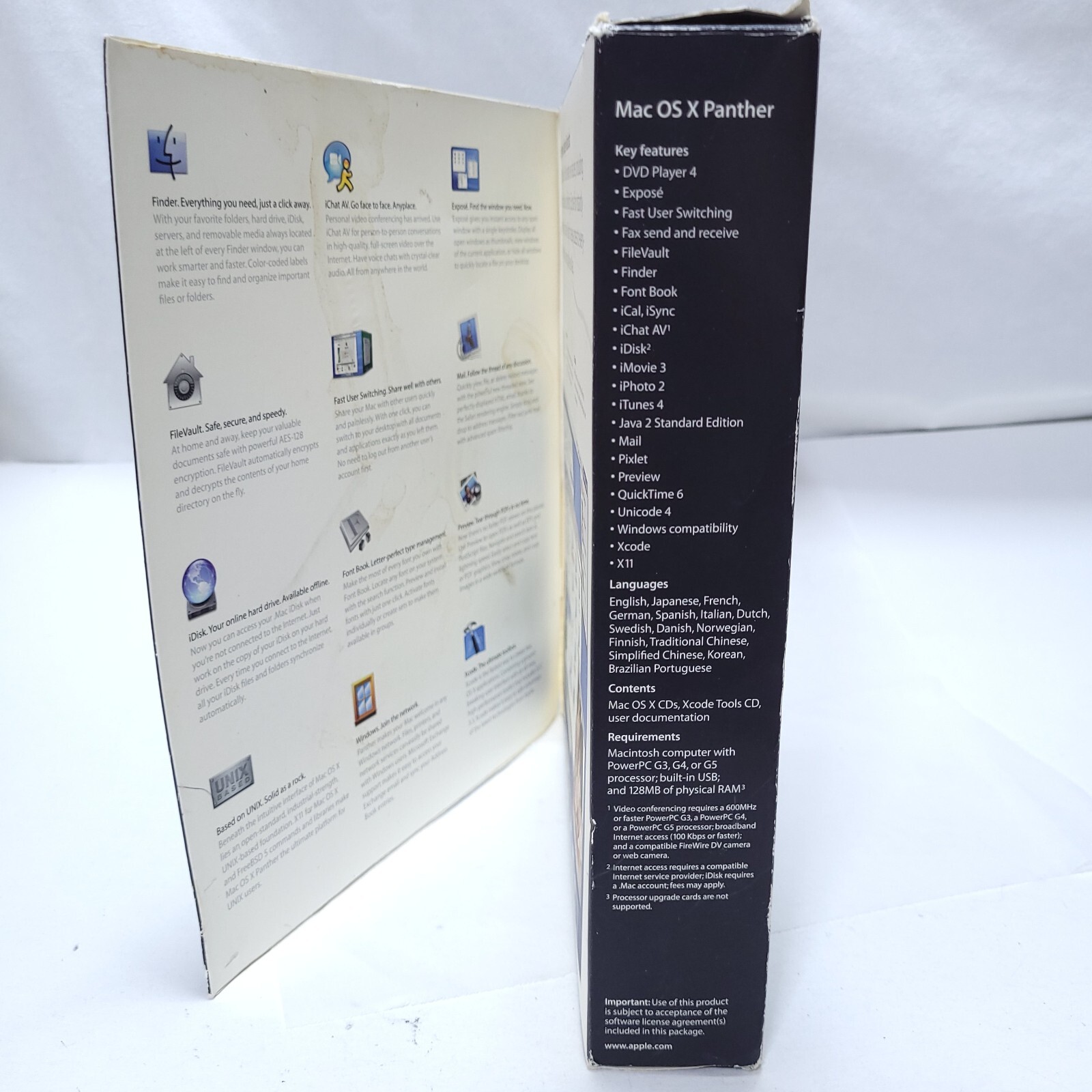 Apple Mac OS X 10.3 Panther Big Retail Box Complete 4 Discs Manuals M9227LL/A
